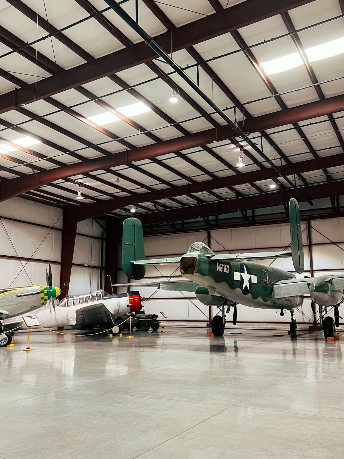 Aircraft inside a hangar
